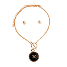 Load image into Gallery viewer, Black Designer Charm Gold Toggle Necklace
