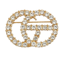 Load image into Gallery viewer, Designer Gold Crystal Brooch
