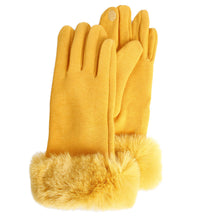 Load image into Gallery viewer, Gloves Gold Fur Trim Winter Gloves for Women
