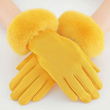 Load image into Gallery viewer, Gloves Gold Fur Trim Winter Gloves for Women

