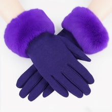 Load image into Gallery viewer, Gloves Purple Fur Trim Winter Gloves for Women
