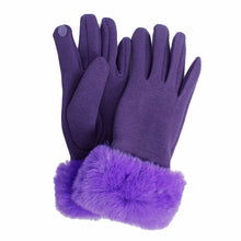Load image into Gallery viewer, Gloves Purple Fur Trim Winter Gloves for Women

