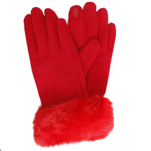 Load image into Gallery viewer, Gloves Red Fur Trim Winter Gloves for Women
