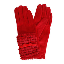 Load image into Gallery viewer, Gloves Red Ribbon Fur Winter Gloves for Women
