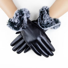 Load image into Gallery viewer, Gloves Black Fur Leather Winter Gloves for Women
