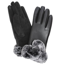 Load image into Gallery viewer, Gloves Black Fur Leather Winter Gloves for Women
