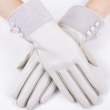Load image into Gallery viewer, Gloves Beige Faux Leather Winter Gloves for Women
