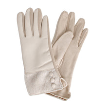 Load image into Gallery viewer, Gloves Beige Faux Leather Winter Gloves for Women
