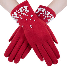 Load image into Gallery viewer, Gloves Red Pearl Ladies Gloves for Women
