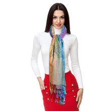 Load image into Gallery viewer, Pashmina Rainbow Blue Paisley Scarf for Women
