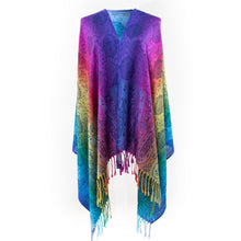 Load image into Gallery viewer, Pashmina Rainbow Blue Paisley Scarf for Women

