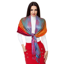 Load image into Gallery viewer, Pashmina Rainbow Red Paisley Scarf for Women
