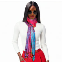 Load image into Gallery viewer, Pashmina Rainbow Red Paisley Scarf for Women
