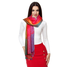 Load image into Gallery viewer, Pashmina Rainbow Red Paisley Scarf for Women
