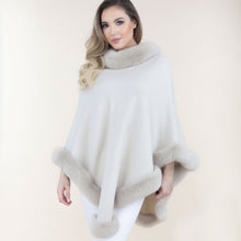 Load image into Gallery viewer, Poncho Beige Fur Trim for Women
