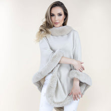 Load image into Gallery viewer, Poncho Beige Fur Trim for Women
