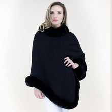 Load image into Gallery viewer, Poncho Black Fur Trim for Women
