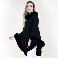 Load image into Gallery viewer, Poncho Black Fur Trim for Women
