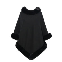 Load image into Gallery viewer, Poncho Black Fur Trim for Women
