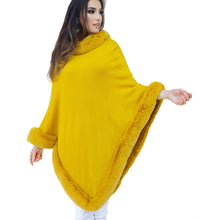 Load image into Gallery viewer, Poncho Gold Fur Trim for Women
