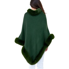 Load image into Gallery viewer, Poncho Olive Fur Trim for Women
