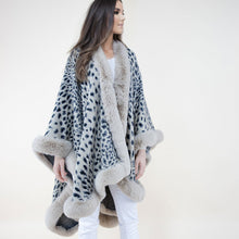 Load image into Gallery viewer, Shawl Cape Ruana Beige Cheetah Fur Wrap for Women
