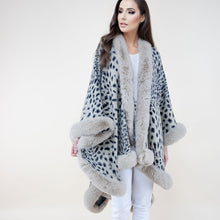 Load image into Gallery viewer, Shawl Cape Ruana Beige Cheetah Fur Wrap for Women
