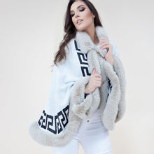 Load image into Gallery viewer, Shawl Cape Ruana Beige Greek Fur Wrap for Women
