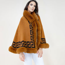 Load image into Gallery viewer, Shawl Cape Ruana Camel Greek Fur Wrap for Women
