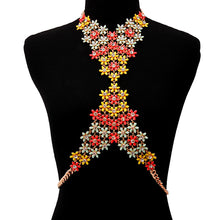 Load image into Gallery viewer, Pastel Flower and Rhinestone Choker Body Chain
