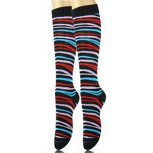Load image into Gallery viewer, Black Tiger Stripe Kneww High Socks
