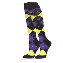 Load image into Gallery viewer, Black Argyle Knee High Socks
