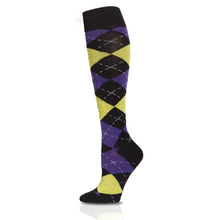 Load image into Gallery viewer, Black Argyle Knee High Socks
