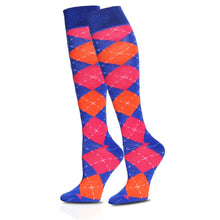 Load image into Gallery viewer, Blue Argyle Knee High Socks
