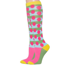 Load image into Gallery viewer, Light Blue Polka Dot Knee High Socks
