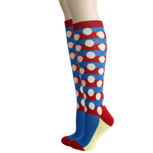 Load image into Gallery viewer, Red Polka Dot Knee High Socks

