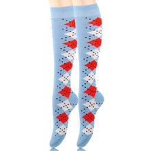 Load image into Gallery viewer, Socks Knee High Blue Diamond for Women
