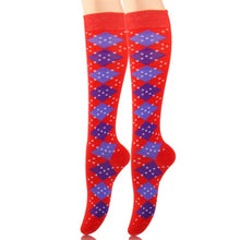 Load image into Gallery viewer, Socks Knee High Red Diamond for Women

