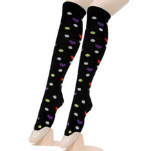 Load image into Gallery viewer, Black Hearts and Spots Knee Socks
