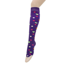 Load image into Gallery viewer, Purple Hearts and Spots Knee Socks
