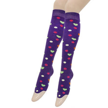 Load image into Gallery viewer, Purple Hearts and Spots Knee Socks
