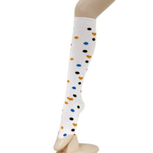 Load image into Gallery viewer, White Hearts and Spots Knee Socks
