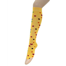 Load image into Gallery viewer, Yellow Hearts and Spots Knee Socks
