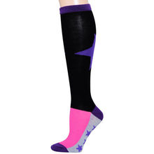 Load image into Gallery viewer, Black Color Block Star Knee Socks
