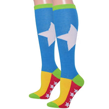 Load image into Gallery viewer, Blue Color Block Star Knee Socks
