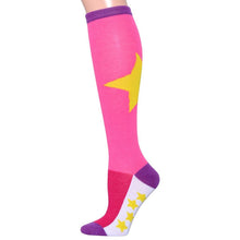 Load image into Gallery viewer, Pink Color Block Star Knee Socks
