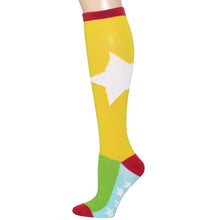 Load image into Gallery viewer, Yellow Color Block Star Knee Socks
