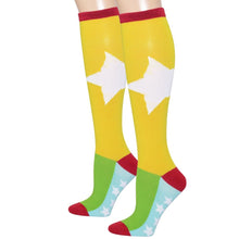 Load image into Gallery viewer, Yellow Color Block Star Knee Socks
