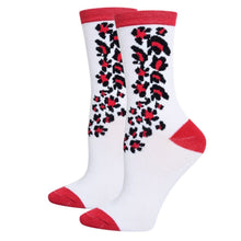 Load image into Gallery viewer, Women's Crew Socks White Pink Cheetah
