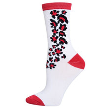 Load image into Gallery viewer, Women's Crew Socks White Pink Cheetah
